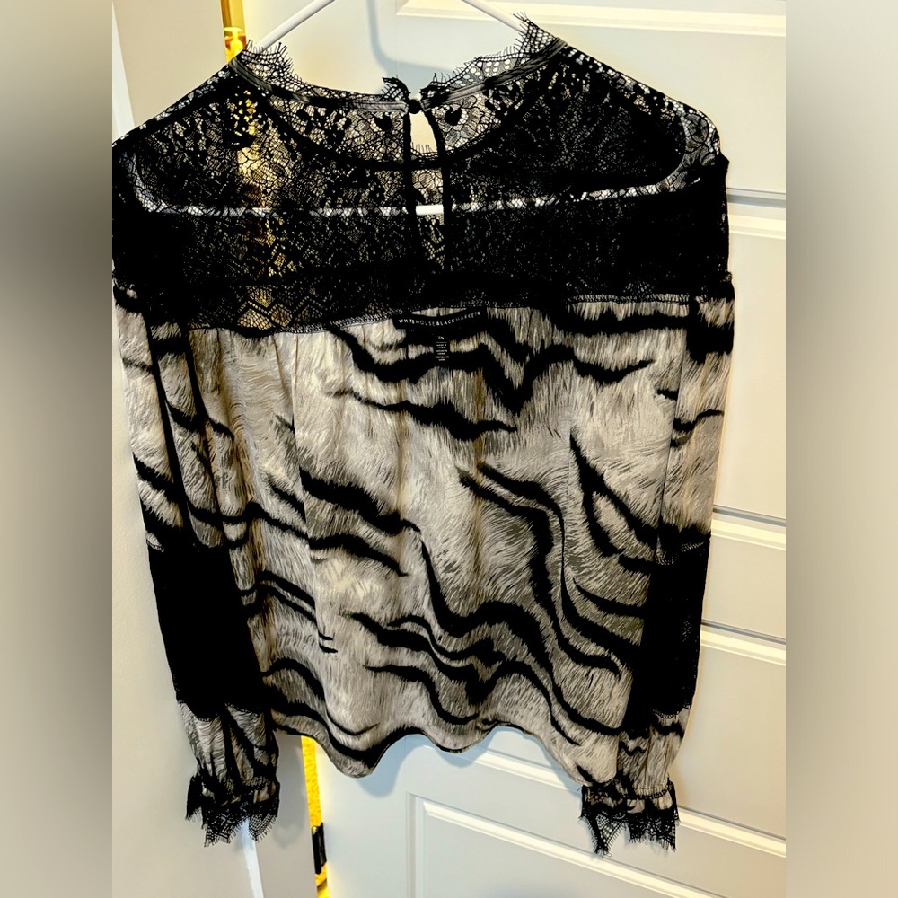 White House Black Market lace and sheer blouse